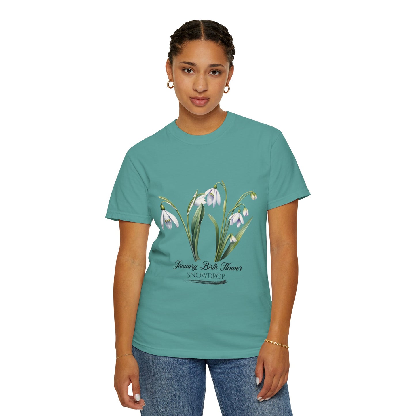 January Birth Flower "Snowdrop" - Unisex Garment-Dyed T-shirt