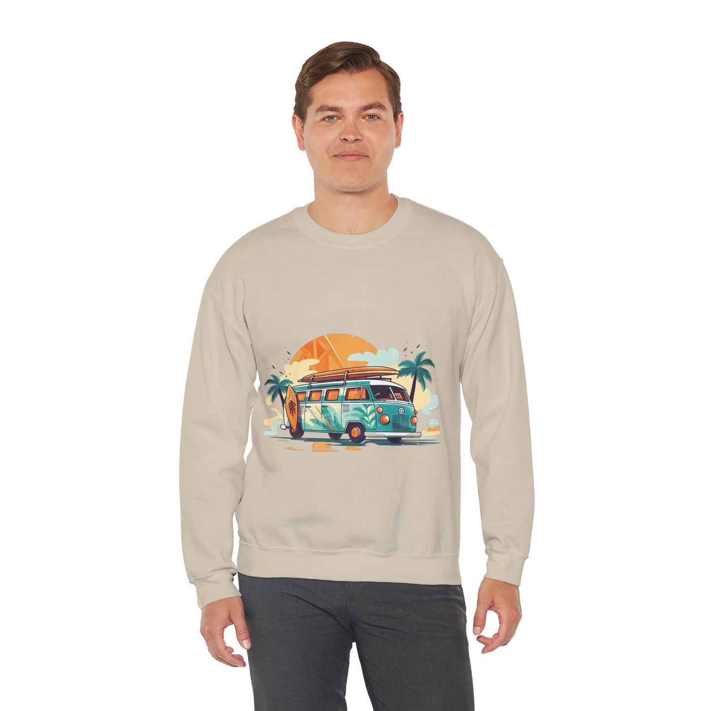 Retro Surf Van - Unisex Heavy Blend™ Crewneck Sweatshirt