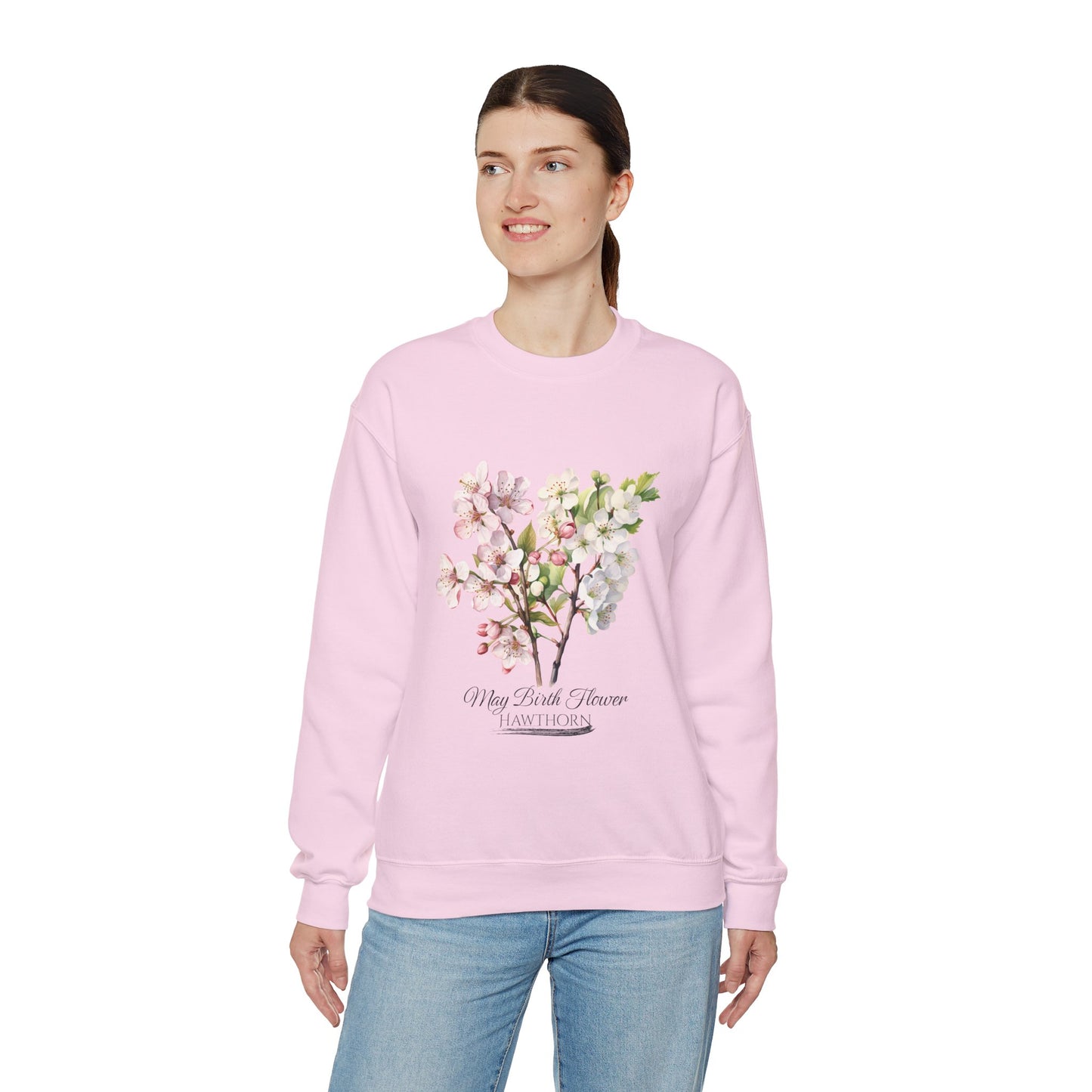 May Birth Flower (Hawthorn) - Unisex Heavy Blend™ Crewneck Sweatshirt