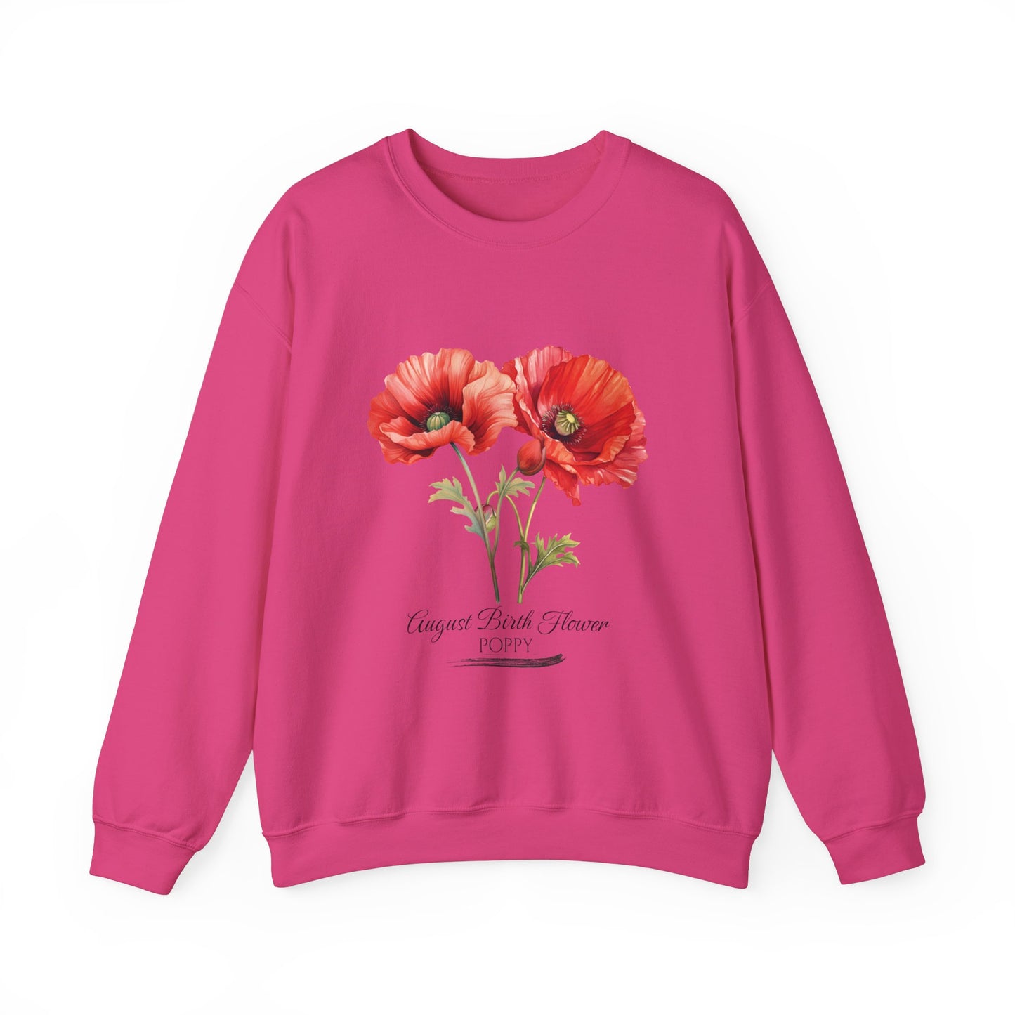 August Birth Flower (Poppy) - Unisex Heavy Blend™ Crewneck Sweatshirt