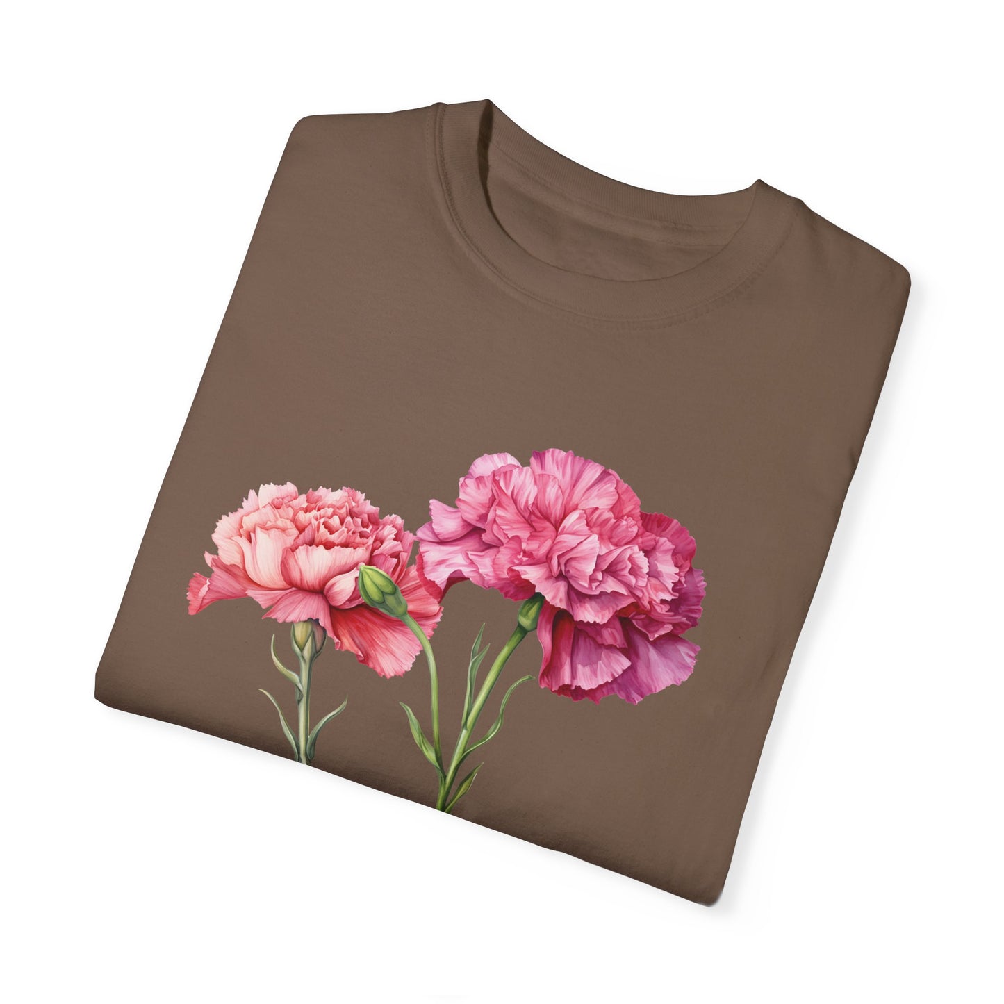 January Birth Flower "Carnation" - Unisex Garment-Dyed T-shirt