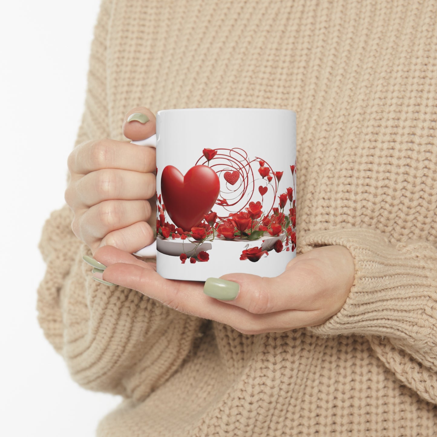 Valentine's Rose Heart: Ceramic Mug 11oz