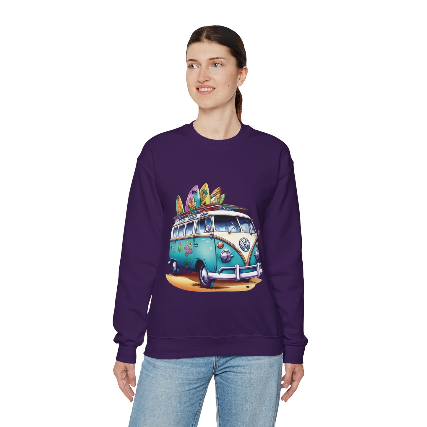 Retro Surf Van - Unisex Heavy Blend™ Crewneck Sweatshirt