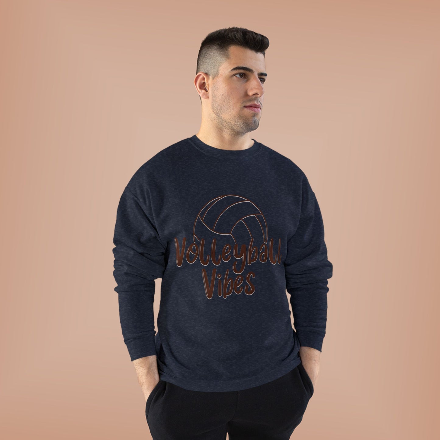 Unisex Volleyball Vibes Crewneck Sweatshirt, Trendy Sports Apparel, Cozy Gift for Athletes, Volleyball Lover's Gear, Eco-Friendly Fashion