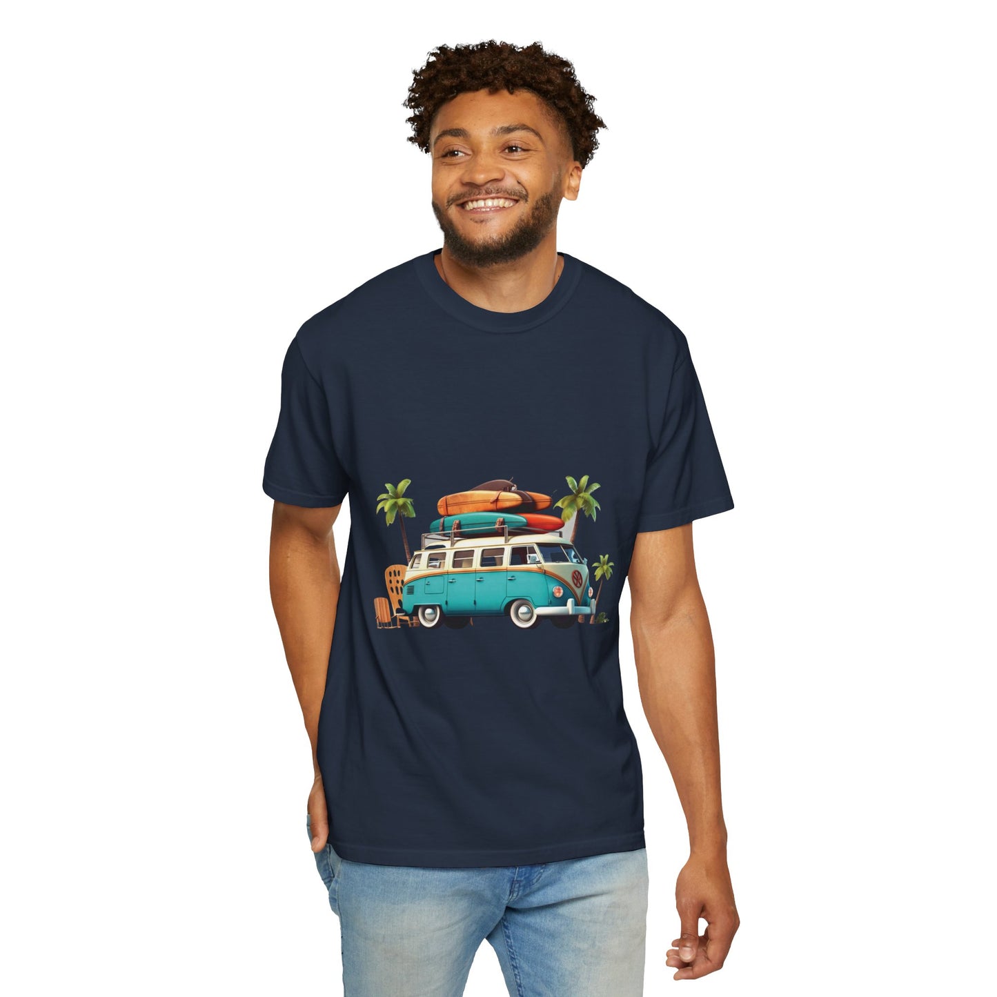 Retro Surf Van: Unisex Garment-Dyed T-shirt