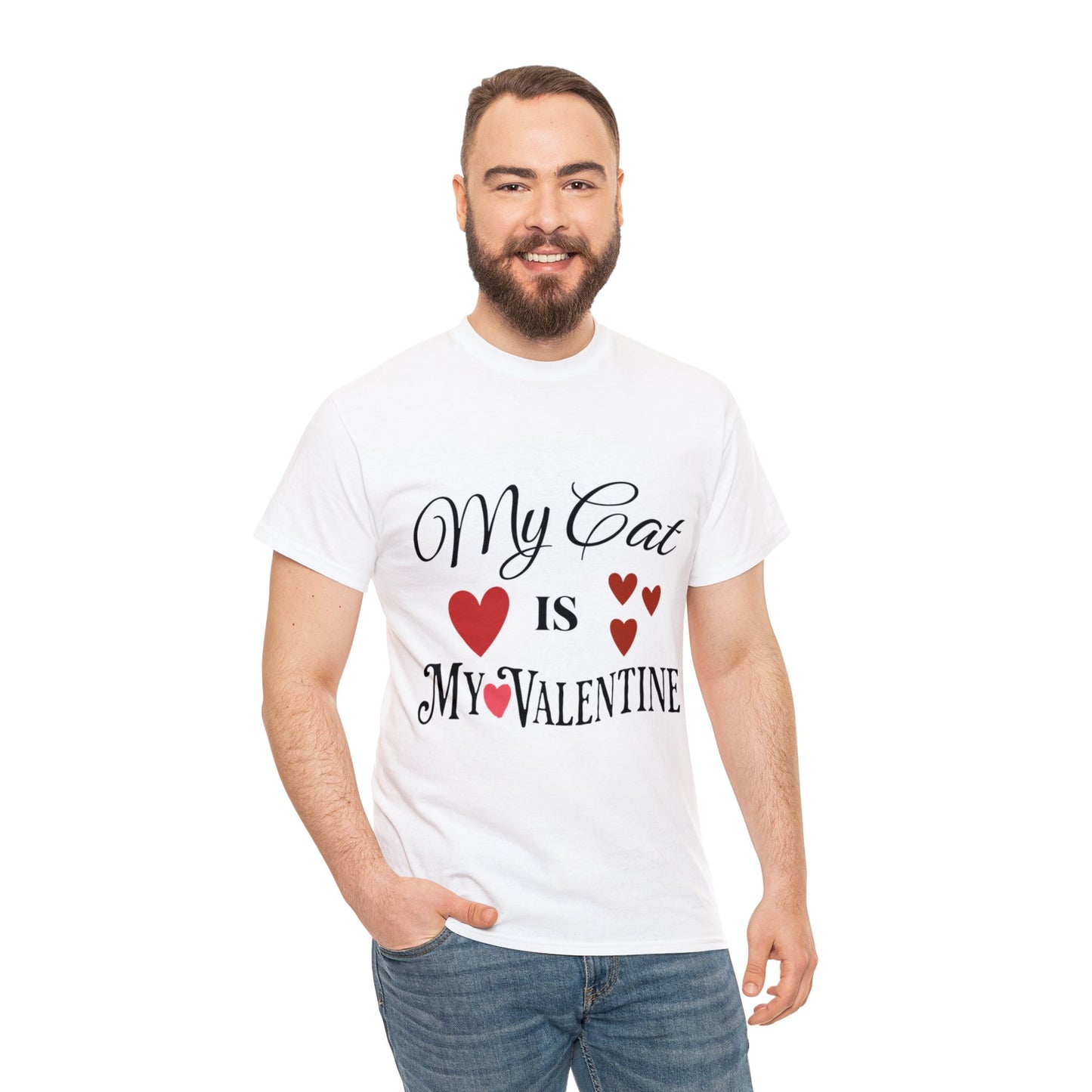 My Cat Is My Valentine1 - Unisex Heavy Cotton Tee