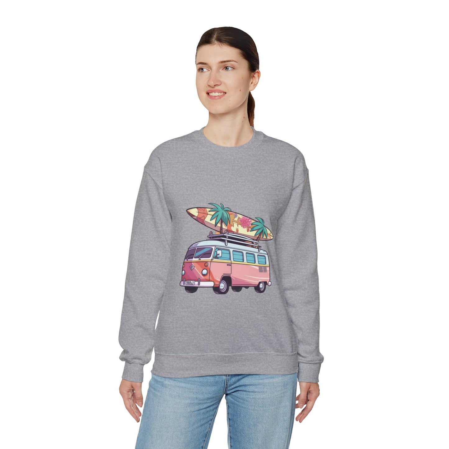 Retro Surf Van - Unisex Heavy Blend™ Crewneck Sweatshirt