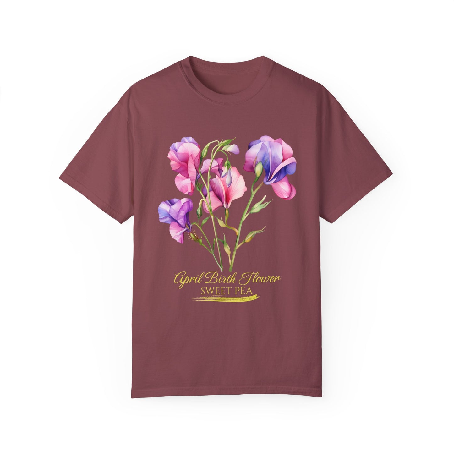 April Birth Flower "Sweet Pea" (For Print on Dark Fabric) - Unisex Garment-Dyed T-shirt