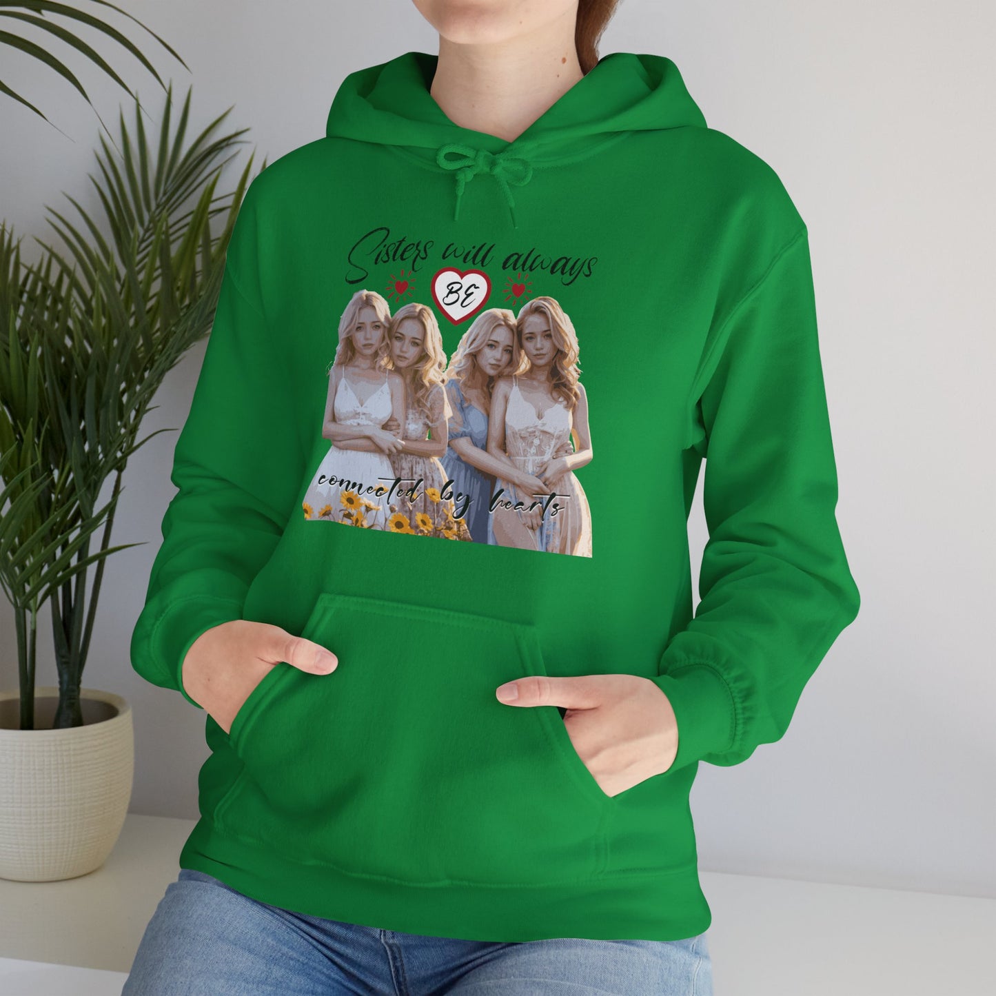 Sisters will always be connected by hearts - Unisex Heavy Blend™ Hooded Sweatshirt