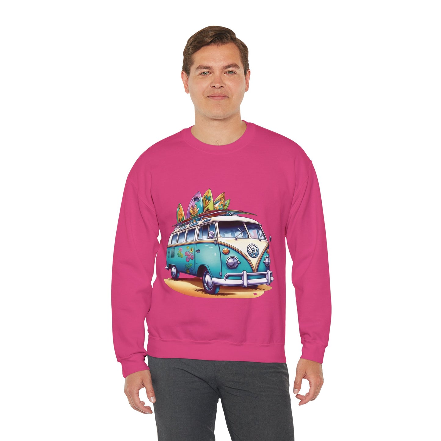 Retro Surf Van - Unisex Heavy Blend™ Crewneck Sweatshirt