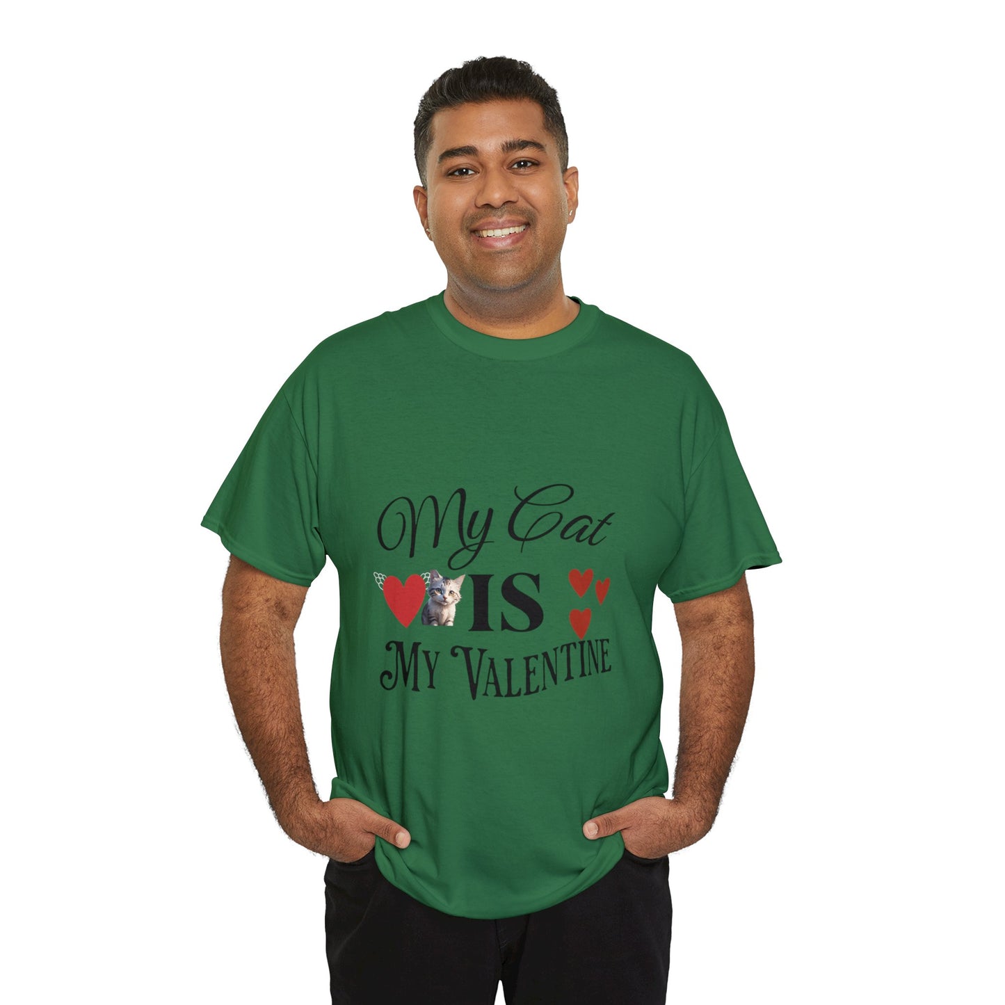 My cat is my valentine - Unisex Heavy Cotton Tee