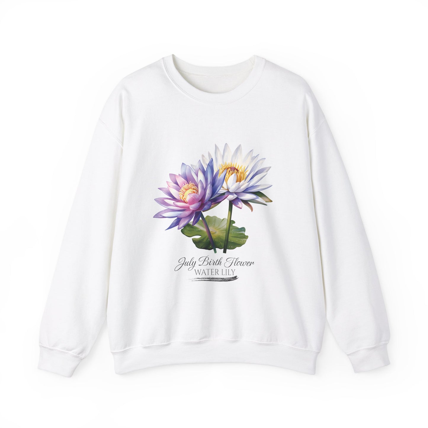 July Birth Flower (Water Lily) - Unisex Heavy Blend™ Crewneck Sweatshirt