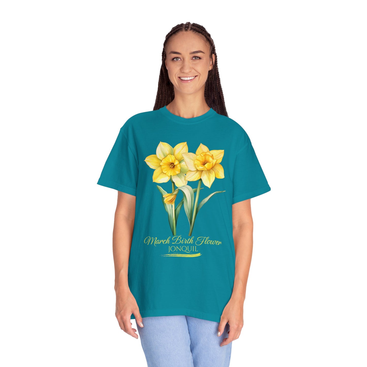 March Birth Flower "Jonquil" (For Print on Dark Fabric) - Unisex Garment-Dyed T-shirt