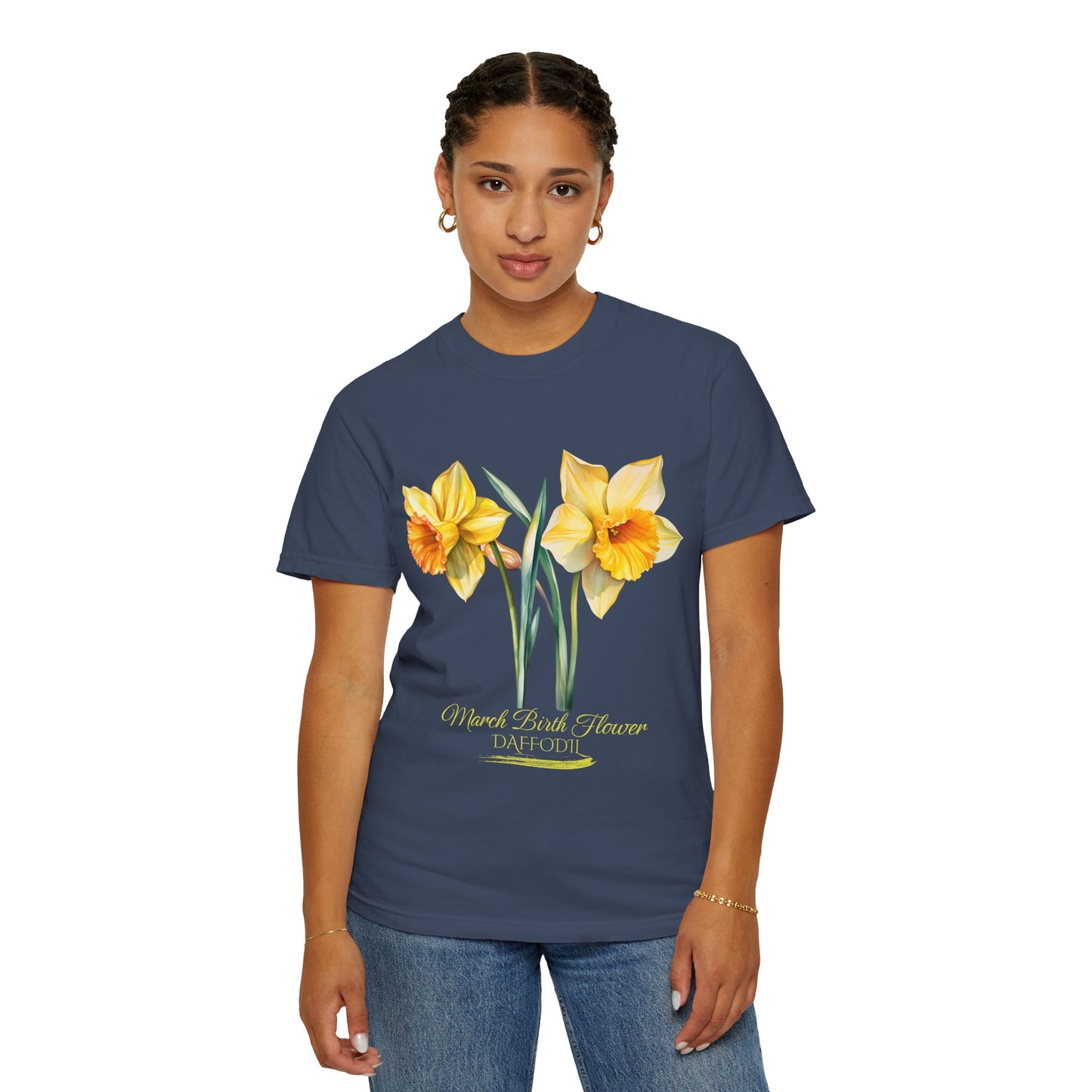 March Birth Flower "Daffodil" (For Print on Dark Fabric) - Unisex Garment-Dyed T-shirt