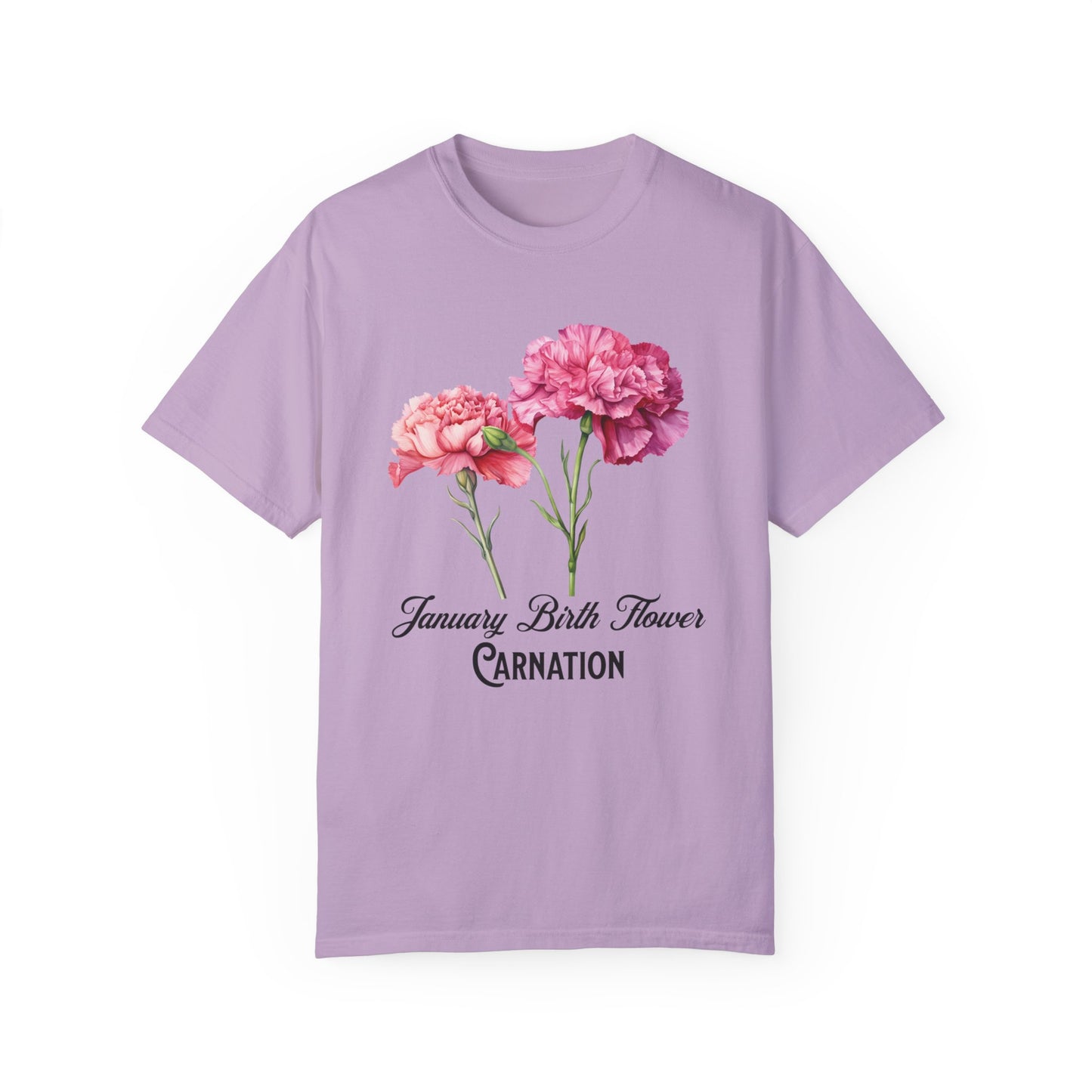 January Birth Flower "Carnation" - Unisex Garment-Dyed T-shirt