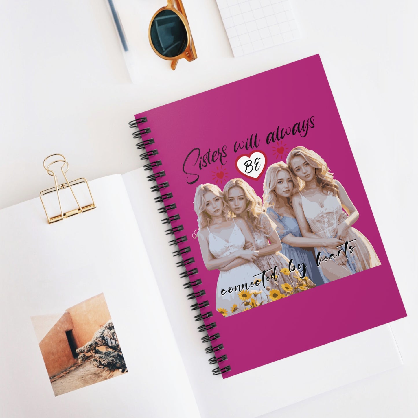 Sisters will always be connected by heart - Spiral Notebook - Ruled Line