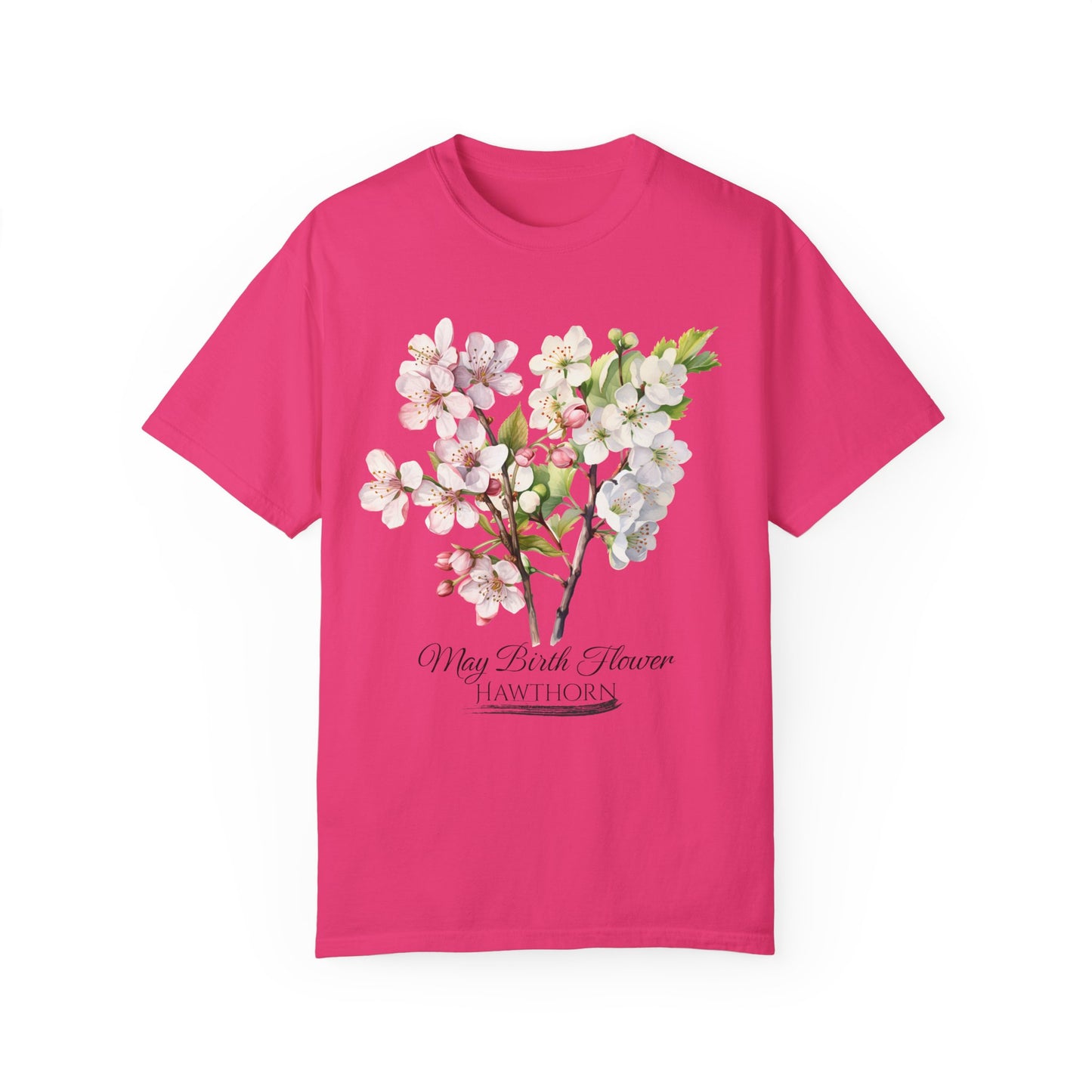 May Birth Flower "Hawthorn" - Unisex Garment-Dyed T-shirt