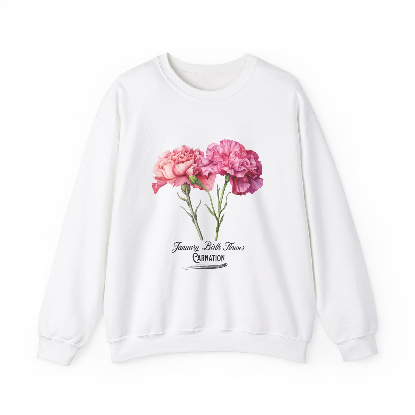 January Birth Flower (Carnation) - Unisex Heavy Blend™ Crewneck Sweatshirt