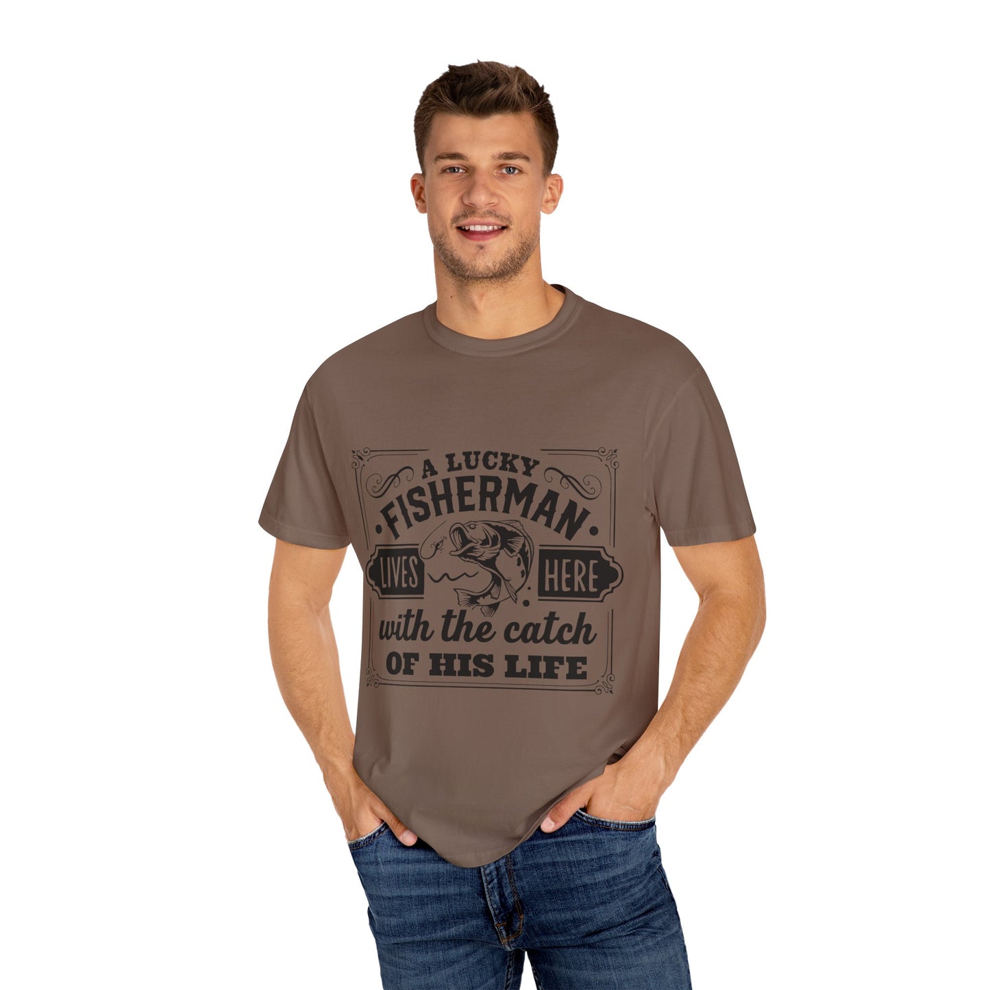 Fisherman lives here: Unisex Garment-Dyed T-shirt