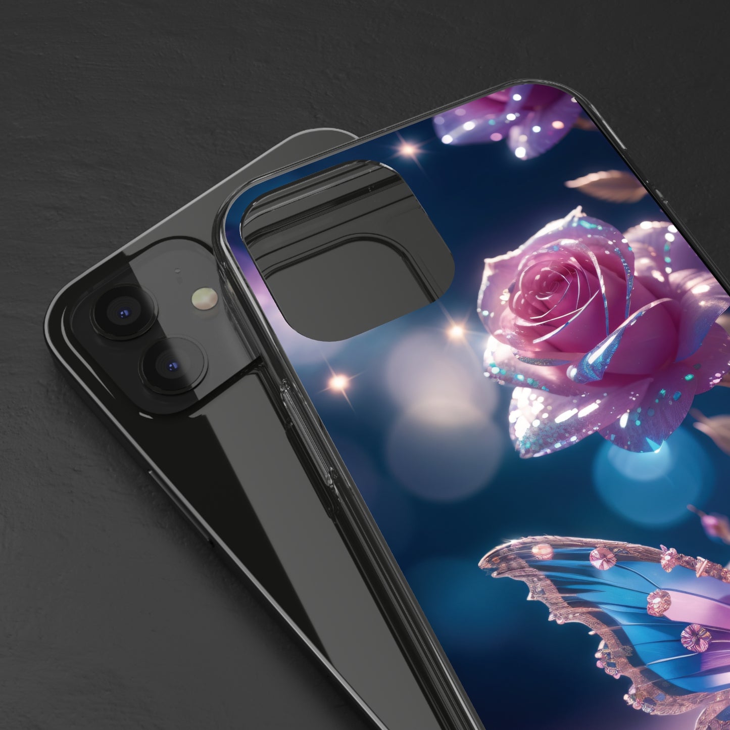 Clear Phone Cases: Fantasy Butterfly and Roses