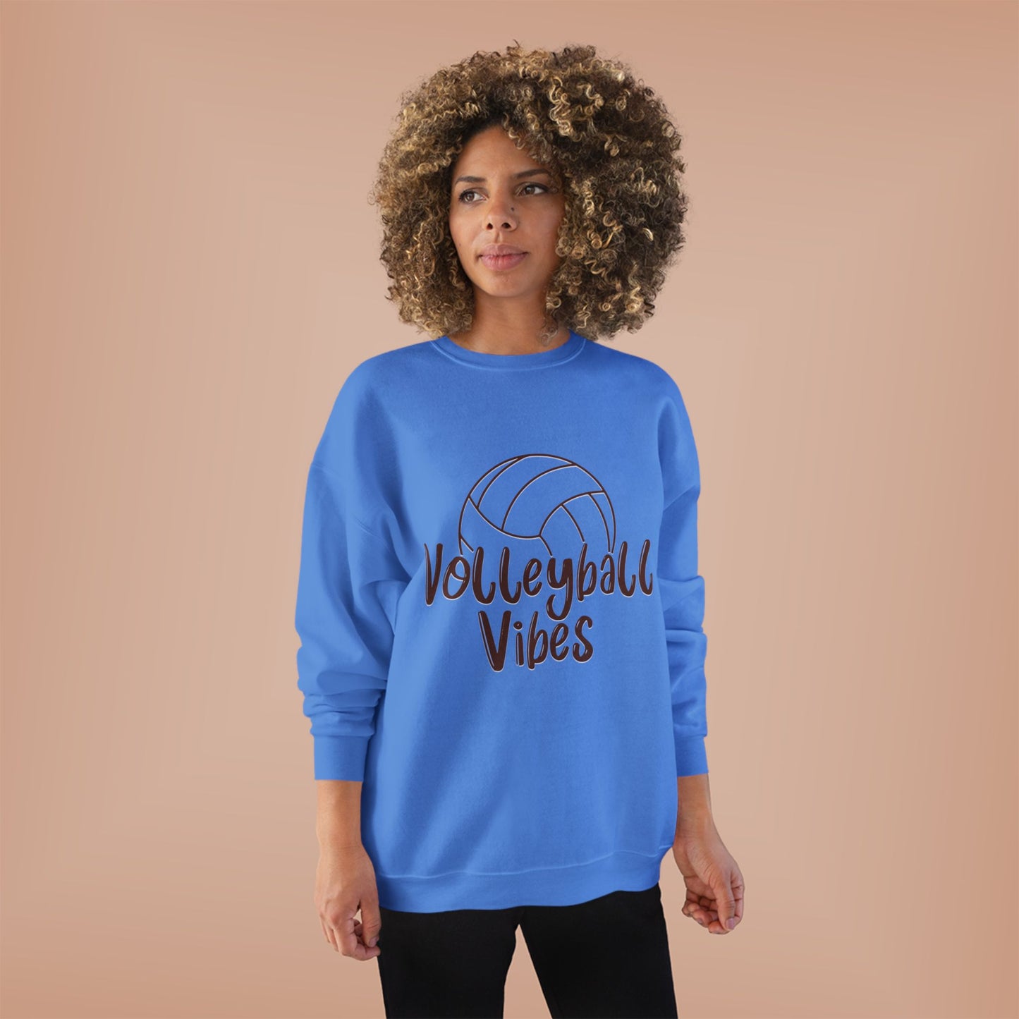 Unisex Volleyball Vibes Crewneck Sweatshirt, Trendy Sports Apparel, Cozy Gift for Athletes, Volleyball Lover's Gear, Eco-Friendly Fashion