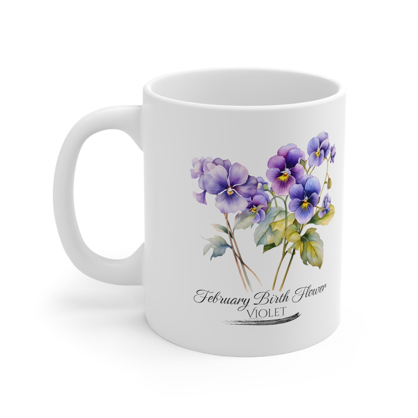 February Birth Flower (Violet): Ceramic Mug 11oz