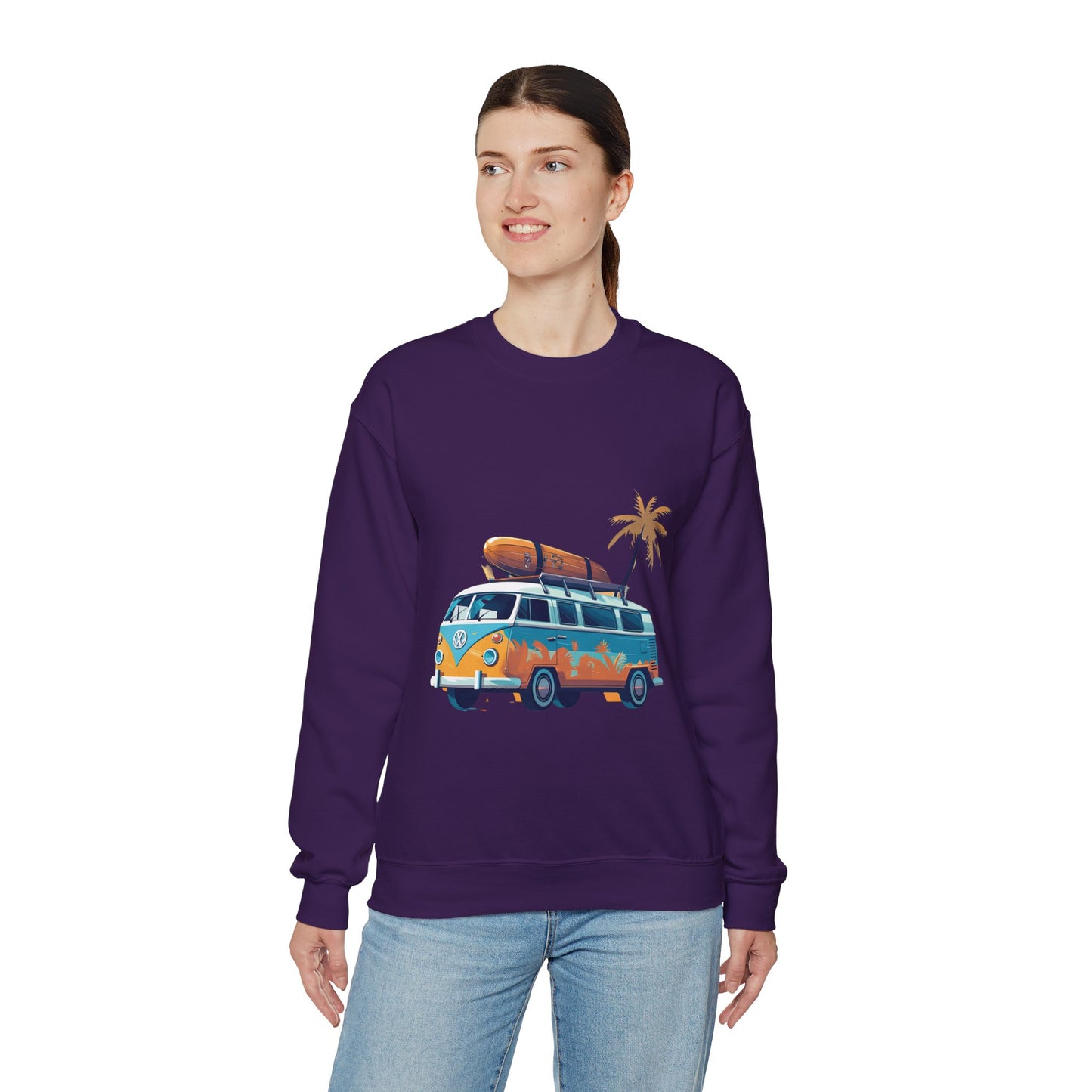 Retro Surf Van - Unisex Heavy Blend™ Crewneck Sweatshirt