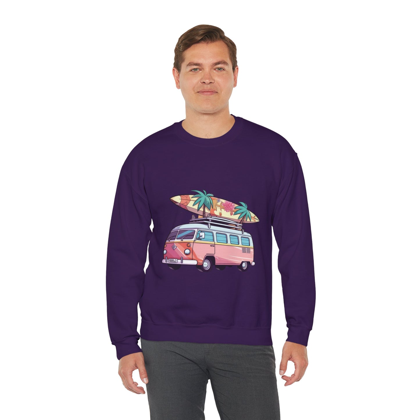 Retro Surf Van - Unisex Heavy Blend™ Crewneck Sweatshirt