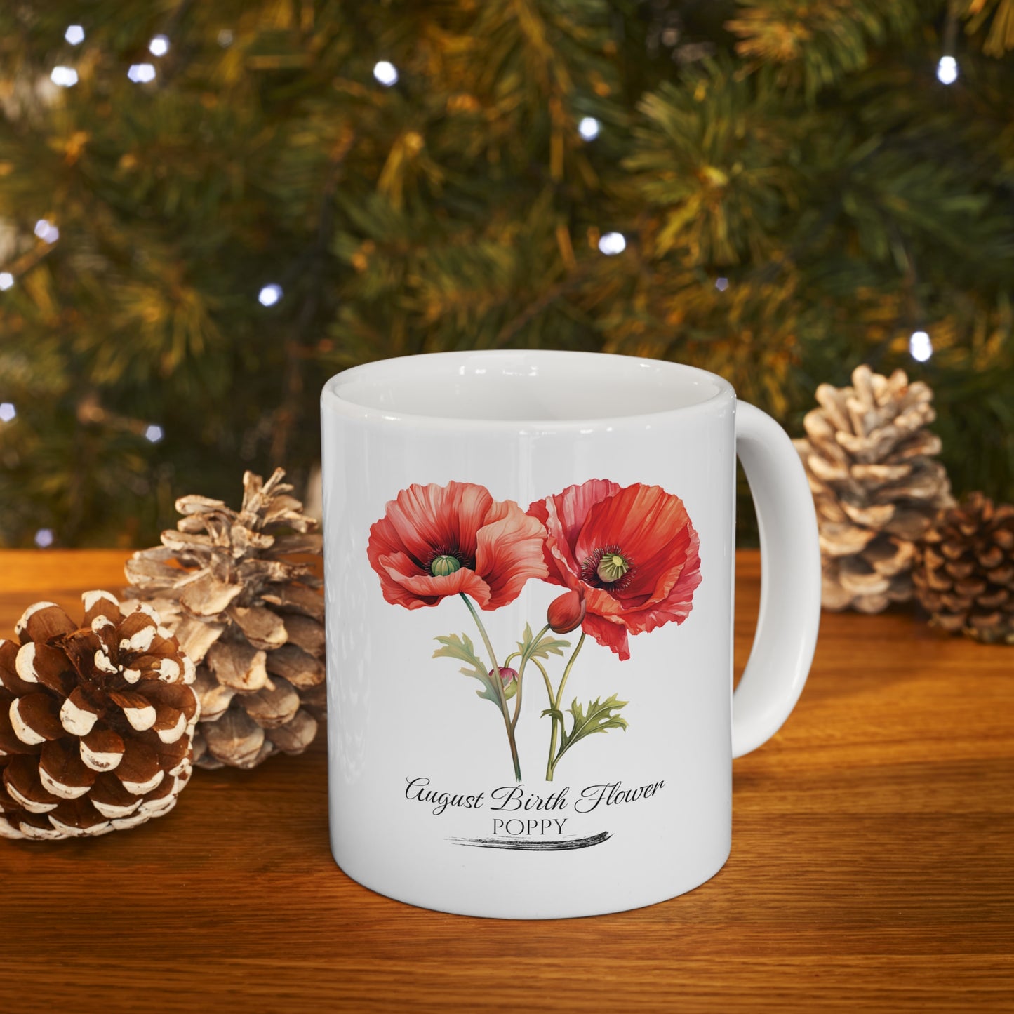 August Birth Flower (Poppy): Ceramic Mug 11oz