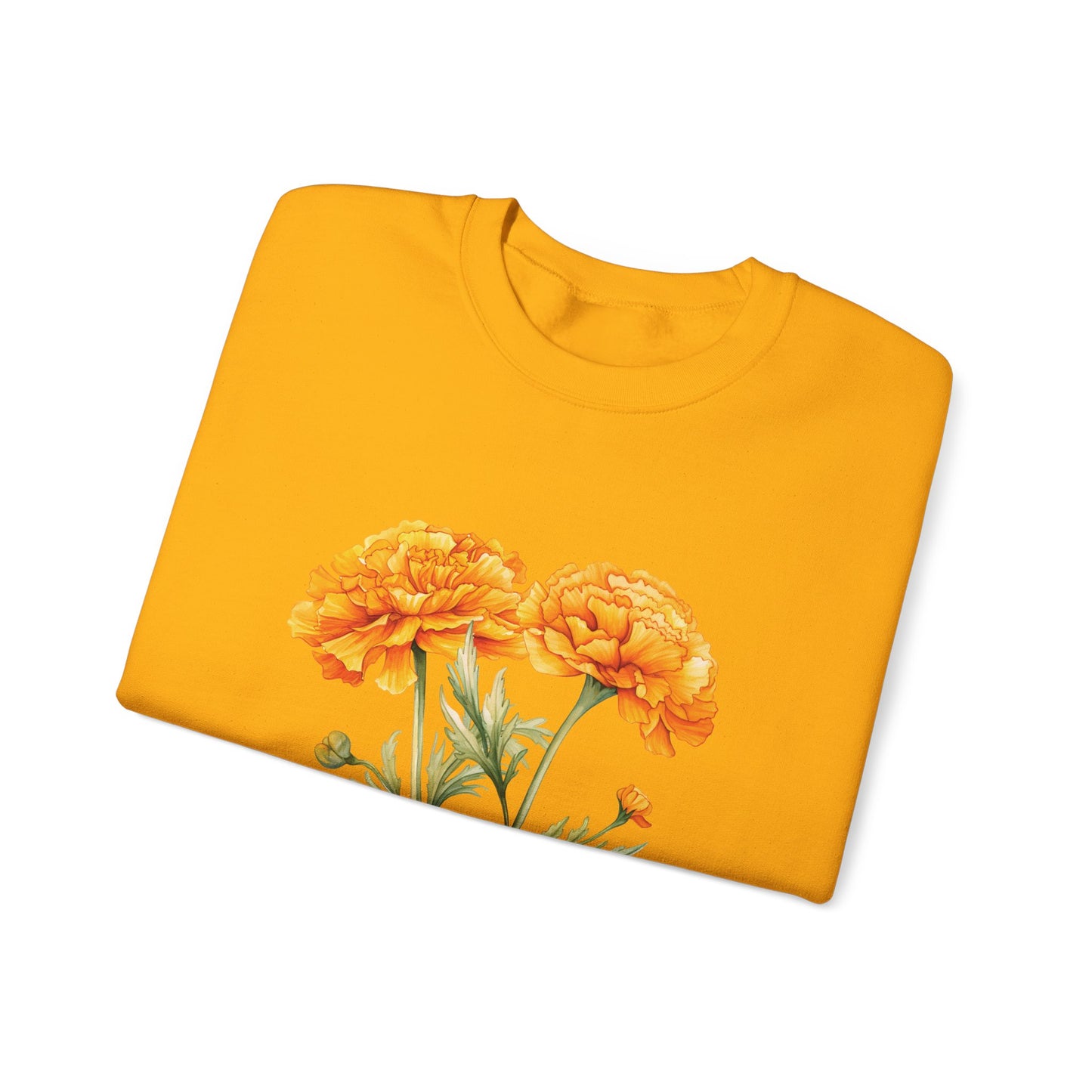 October Birth Flower (Marigold) - Unisex Heavy Blend™ Crewneck Sweatshirt