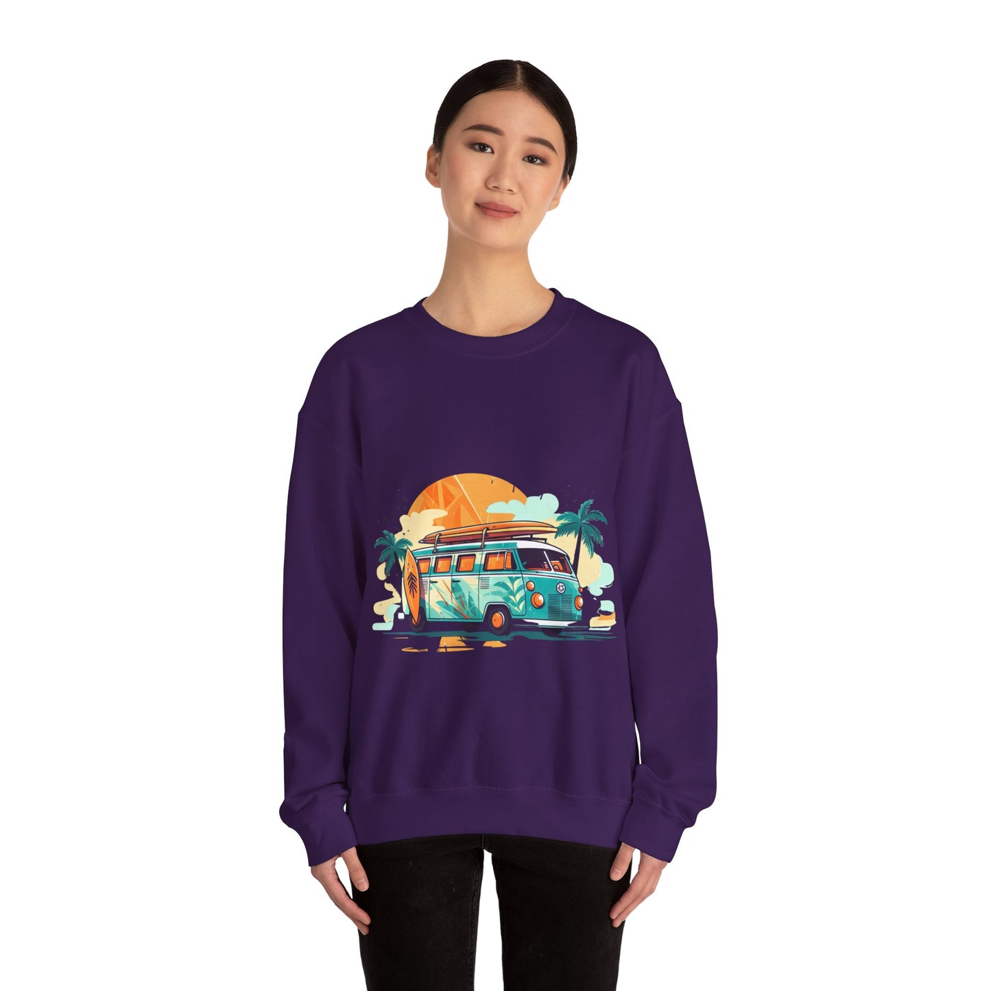 Retro Surf Van - Unisex Heavy Blend™ Crewneck Sweatshirt