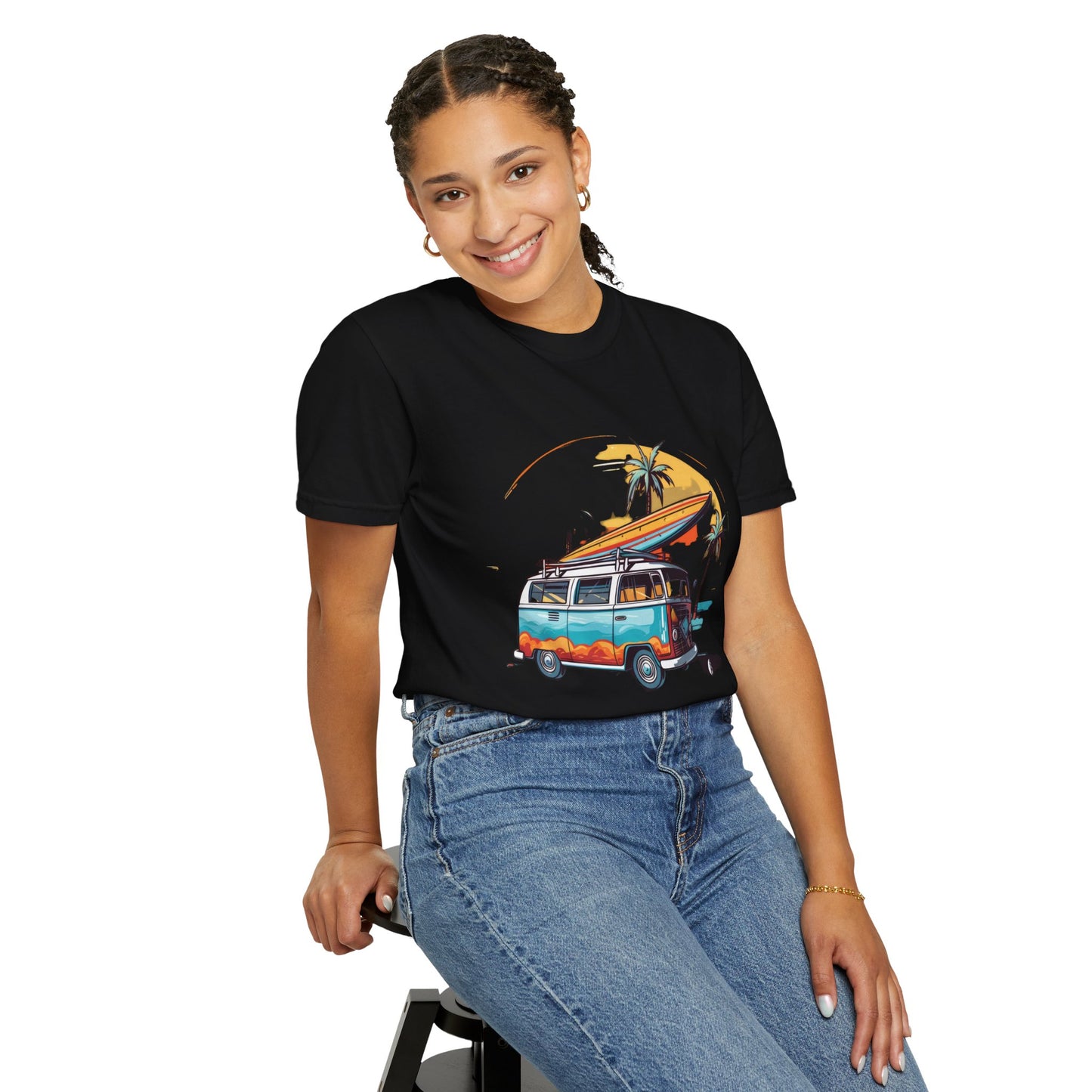 Retro Surf Van: Unisex Garment-Dyed T-shirt