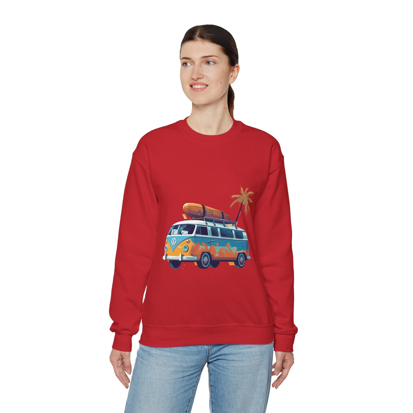 Retro Surf Van - Unisex Heavy Blend™ Crewneck Sweatshirt