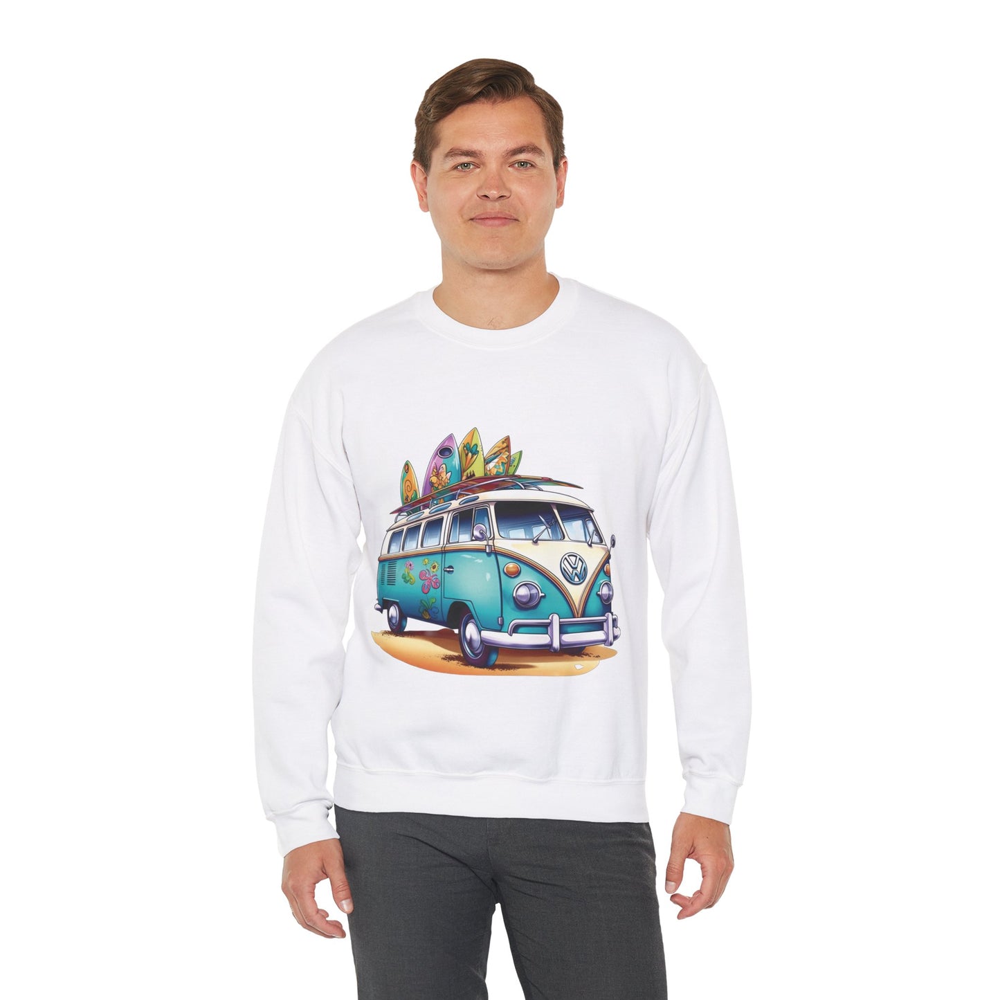 Retro Surf Van - Unisex Heavy Blend™ Crewneck Sweatshirt