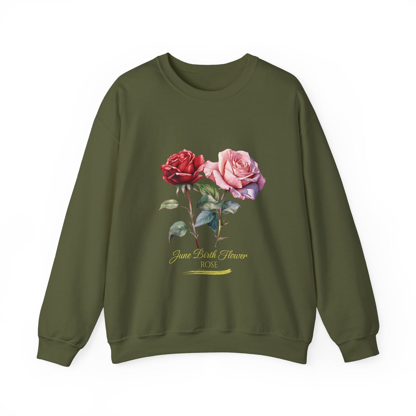 June Birth Flower (Rose) - Unisex Heavy Blend™ Crewneck Sweatshirt