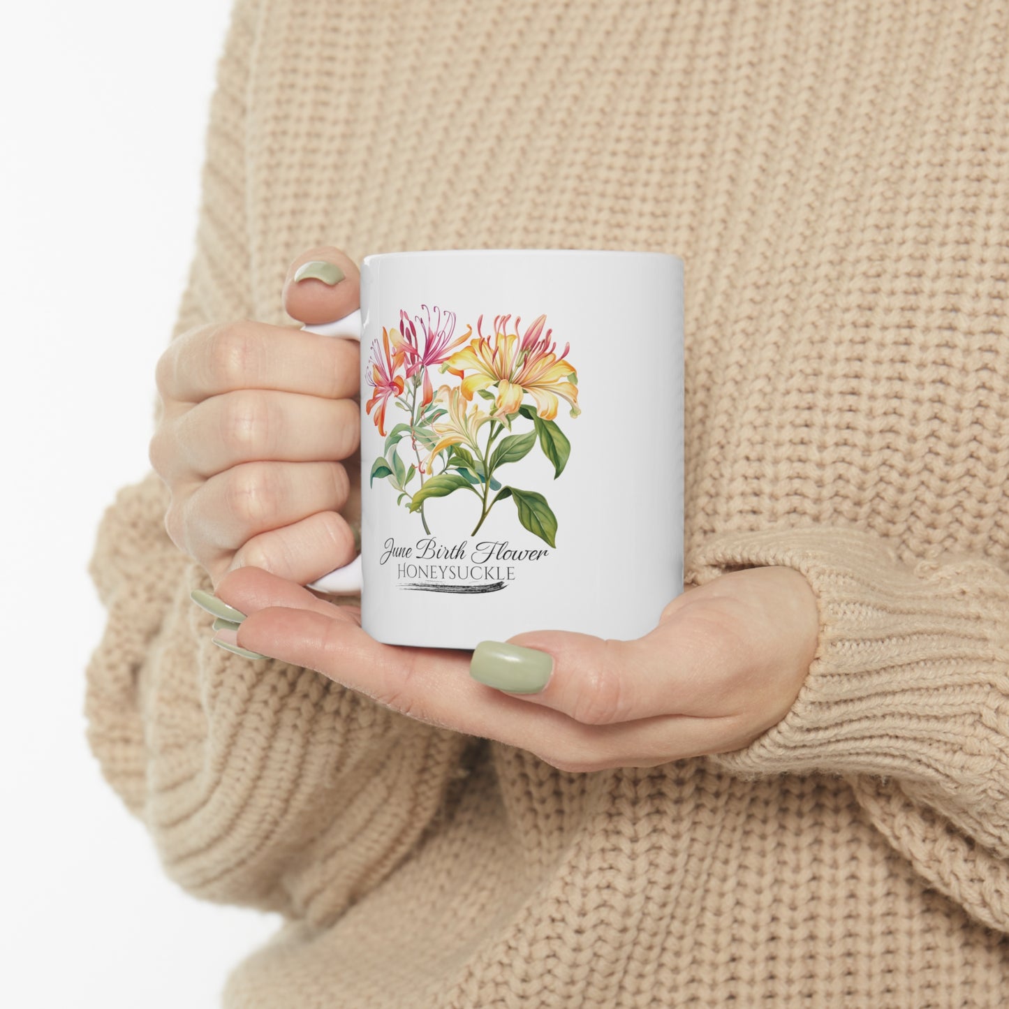 June Birth Flower (Honeysuckle): Ceramic Mug 11oz