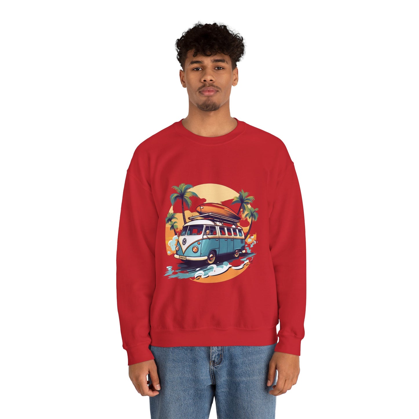 Retro Surf Van - Unisex Heavy Blend™ Crewneck Sweatshirt