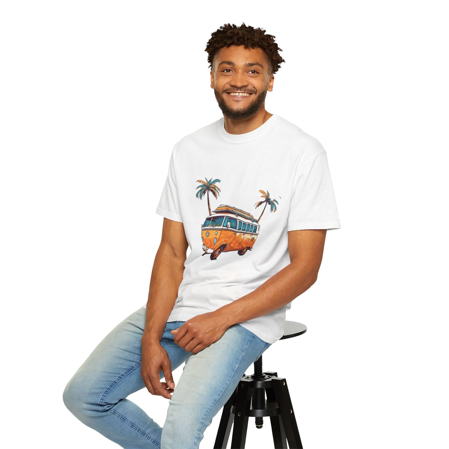 Retro Surf Van: Unisex Garment-Dyed T-shirt