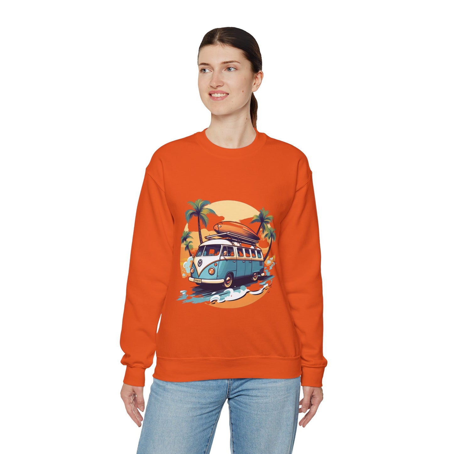 Retro Surf Van - Unisex Heavy Blend™ Crewneck Sweatshirt