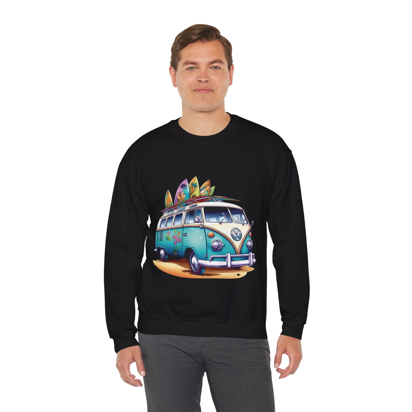 Retro Surf Van - Unisex Heavy Blend™ Crewneck Sweatshirt