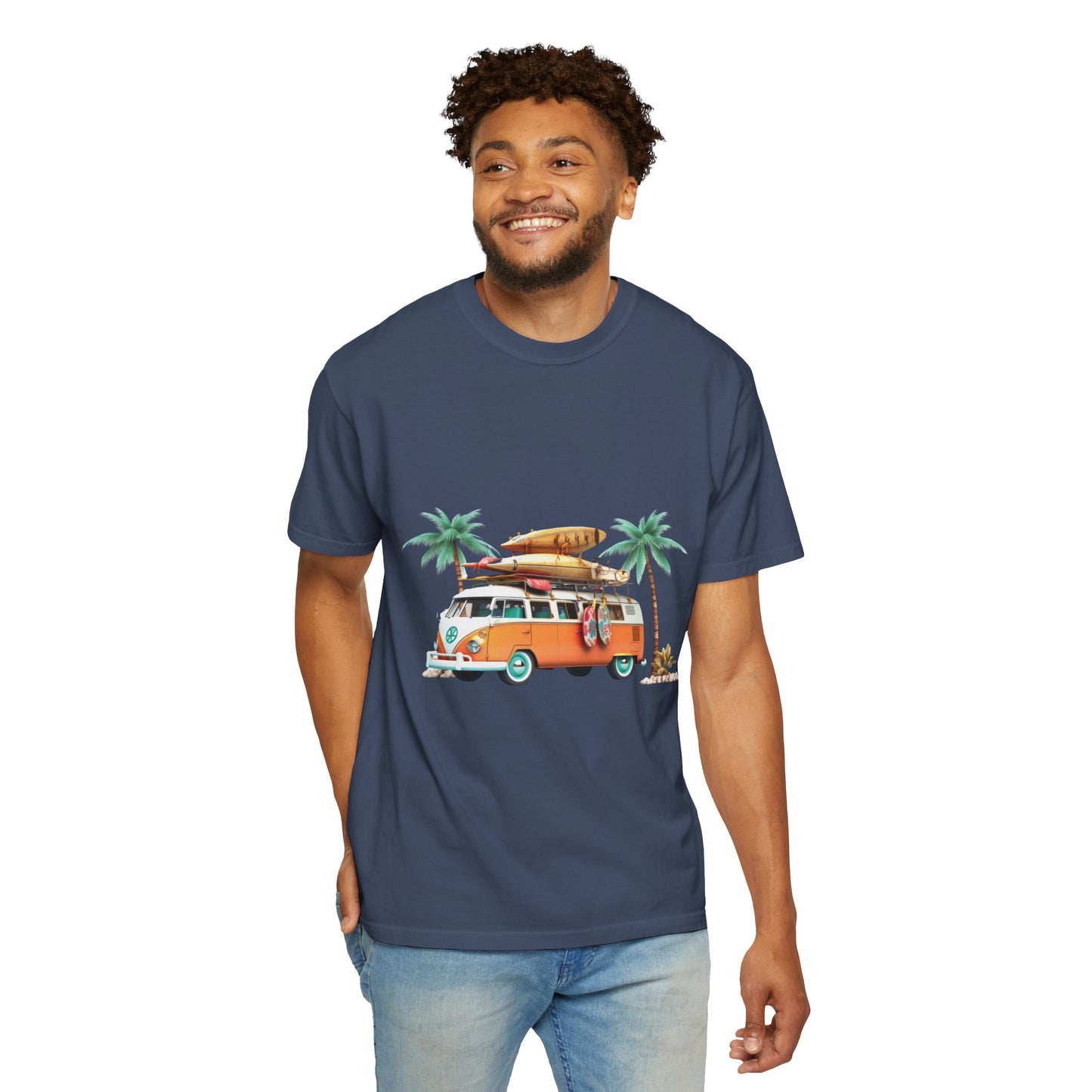 Retro Surf Van: Unisex Garment-Dyed T-shirt