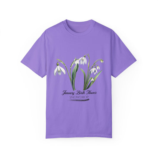 January Birth Flower "Snowdrop" - Unisex Garment-Dyed T-shirt