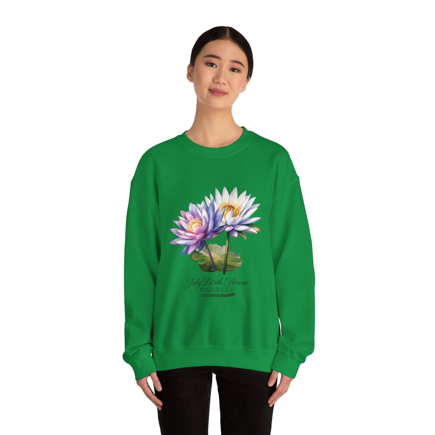 July Birth Flower (Water Lily) - Unisex Heavy Blend™ Crewneck Sweatshirt