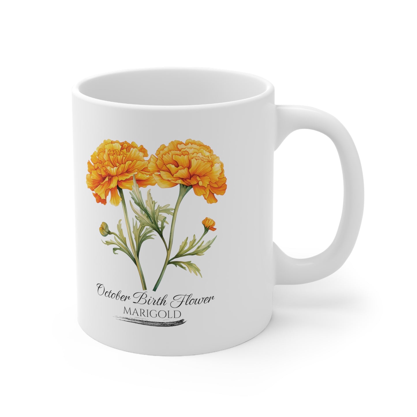 October Birth Flower (Marigold): Ceramic Mug 11oz