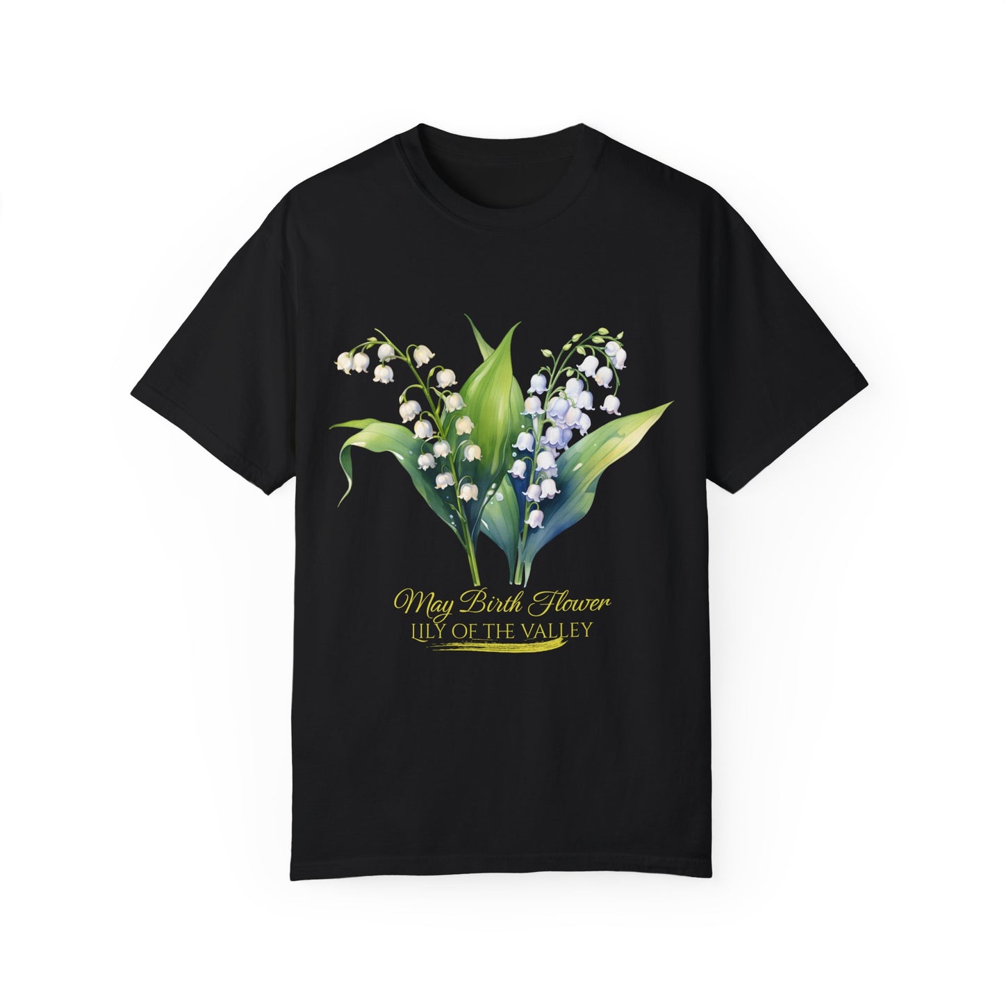 May Birth Flower "Lily of the Valley" (For Dark Fabric) - Unisex Garment-Dyed T-shirt