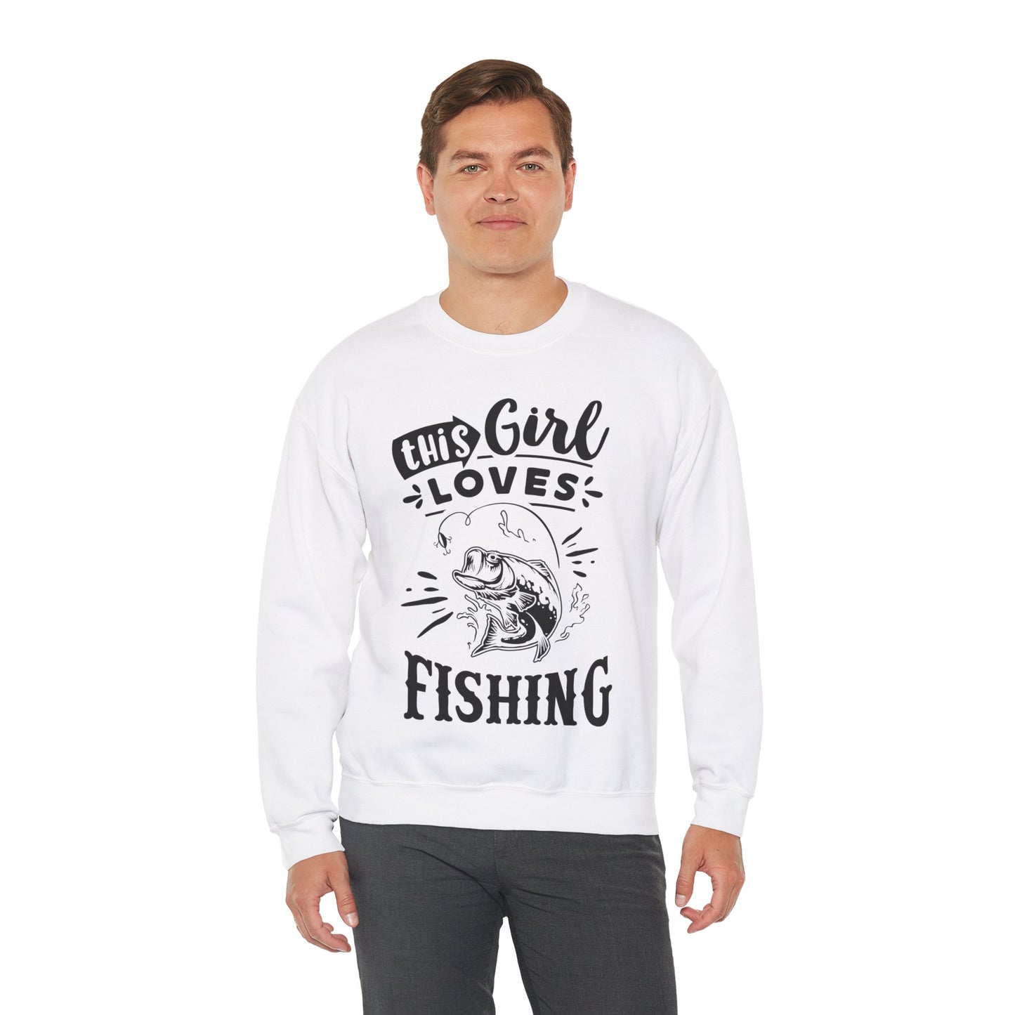 This girl loves fishing - Unisex Heavy Blend™ Crewneck Sweatshirt