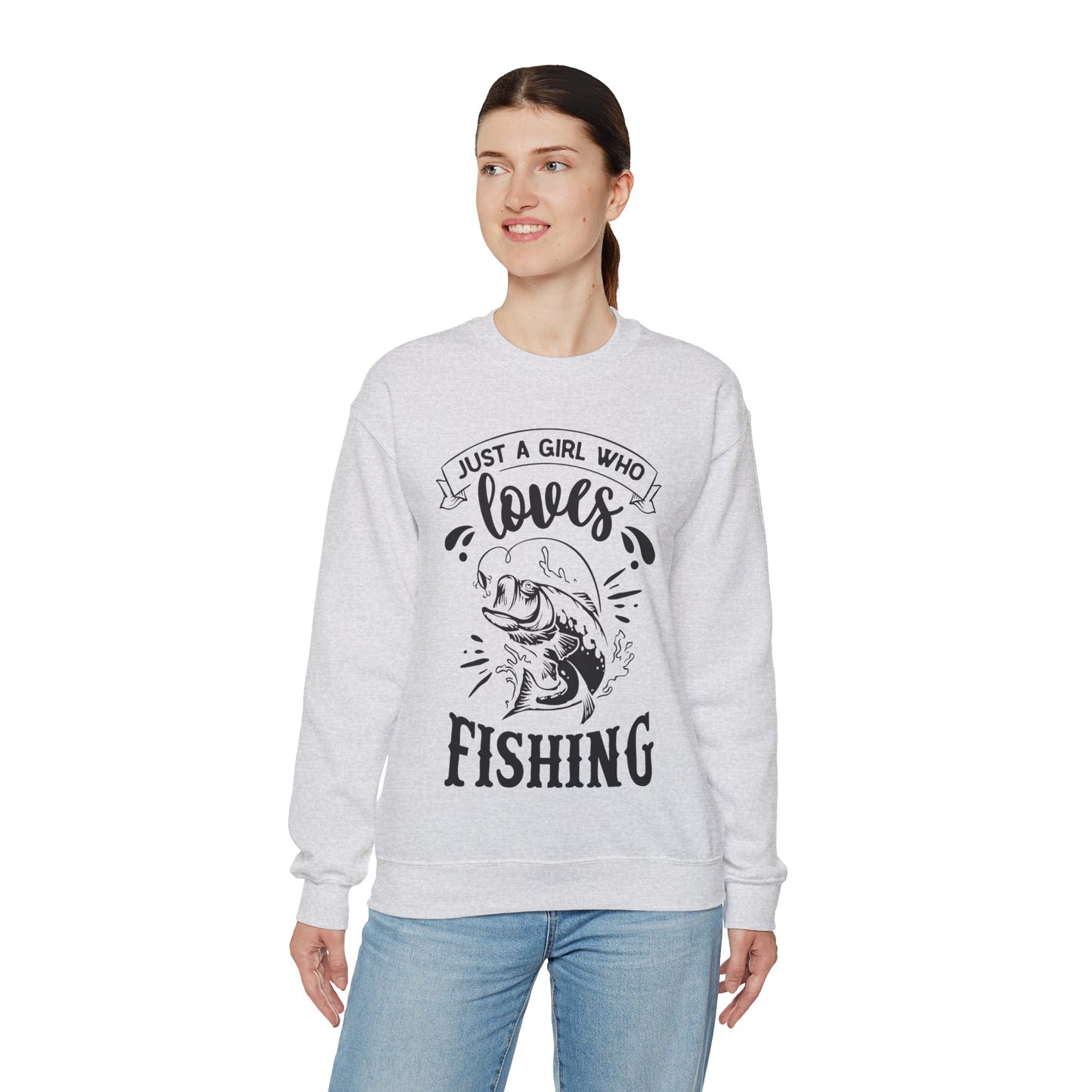 Just a girl who loves fishing - Unisex Heavy Blend™ Crewneck Sweatshirt