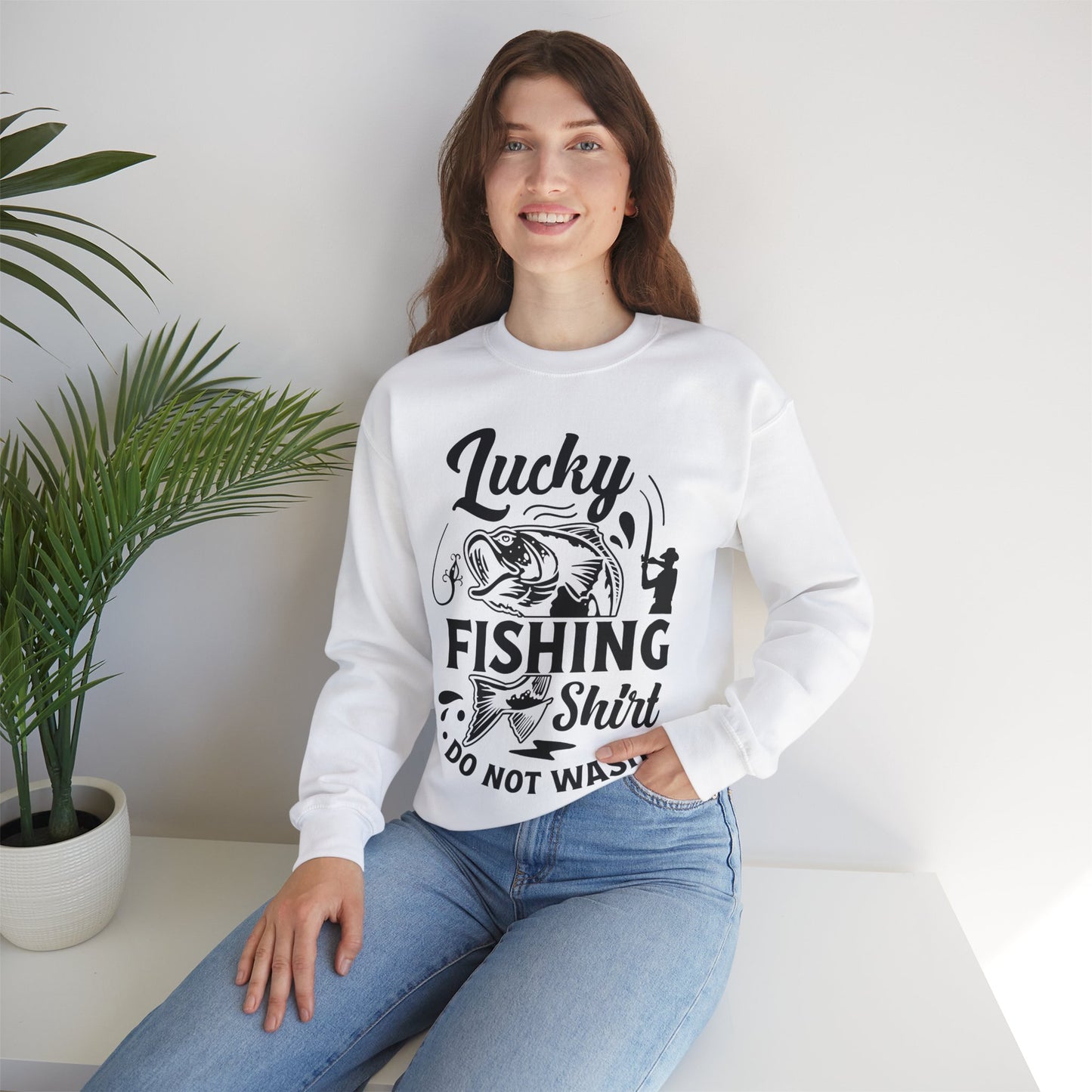 Lucky Fishing Shirt don't wash - Unisex Heavy Blend™ Crewneck Sweatshirt