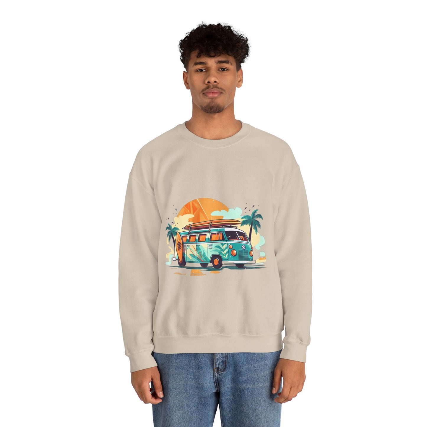 Retro Surf Van - Unisex Heavy Blend™ Crewneck Sweatshirt