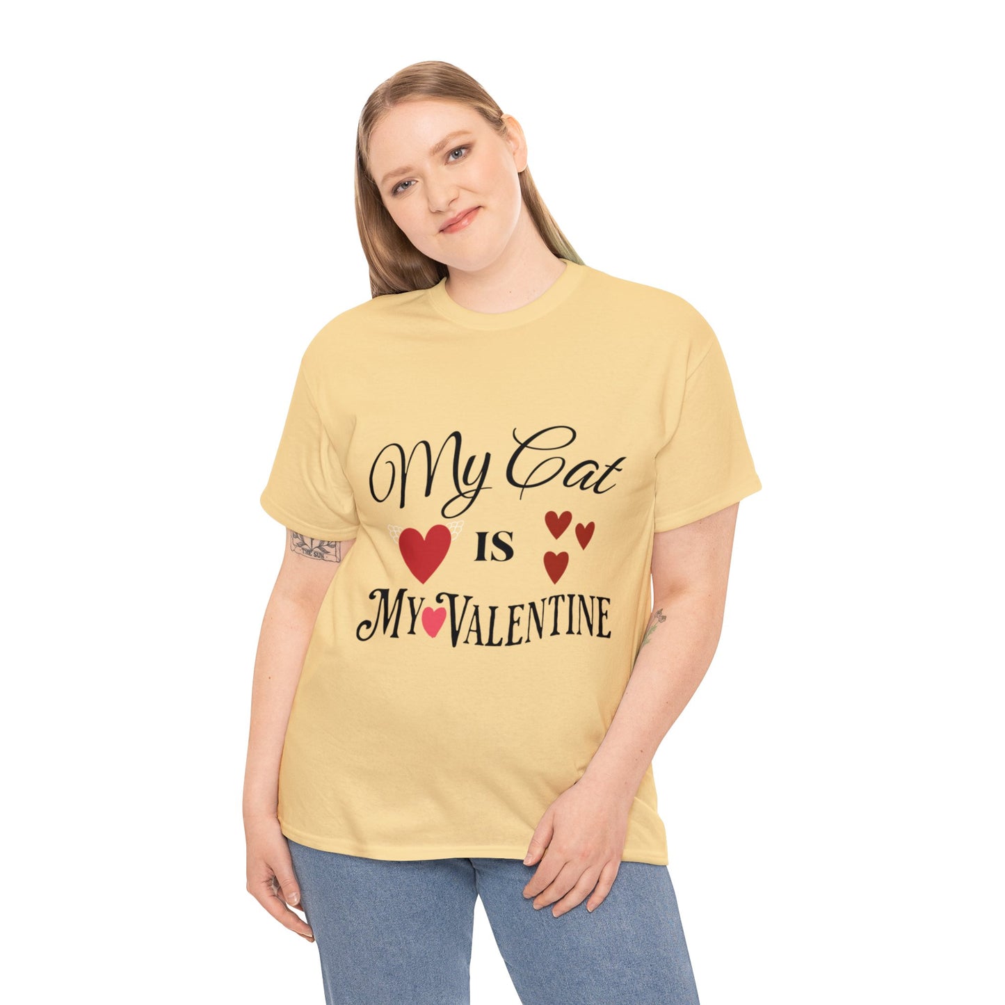 My Cat Is My Valentine1 - Unisex Heavy Cotton Tee